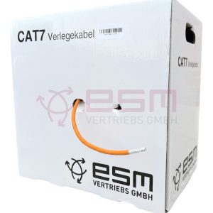 ESM CAT7 Netzwerkkabel Simplex 4X2X23AWG S/FTP LSZH 1200MHz Dca s2,d2,a2 Orange 250m Pullbox