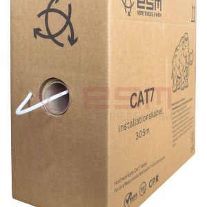 ESM CAT7 Netzwerkkabel Simplex 4X2X26/1AWG S/FTP LSZH 600MHz Dca s2,d2,a2 Wess 305m Pullkarton